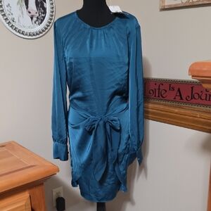 Elegant Teal Long Sleeve Dress